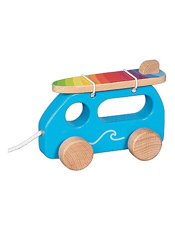 Petit van de surfeur à tirer en bois