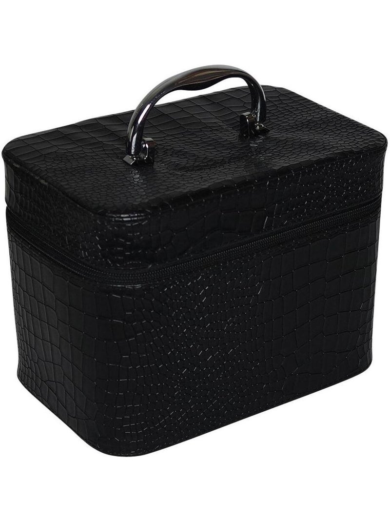 Petit vanity case aspect croco Noir - Kiabi