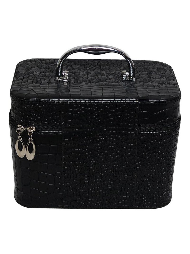 Petit vanity case aspect croco Noir - Kiabi