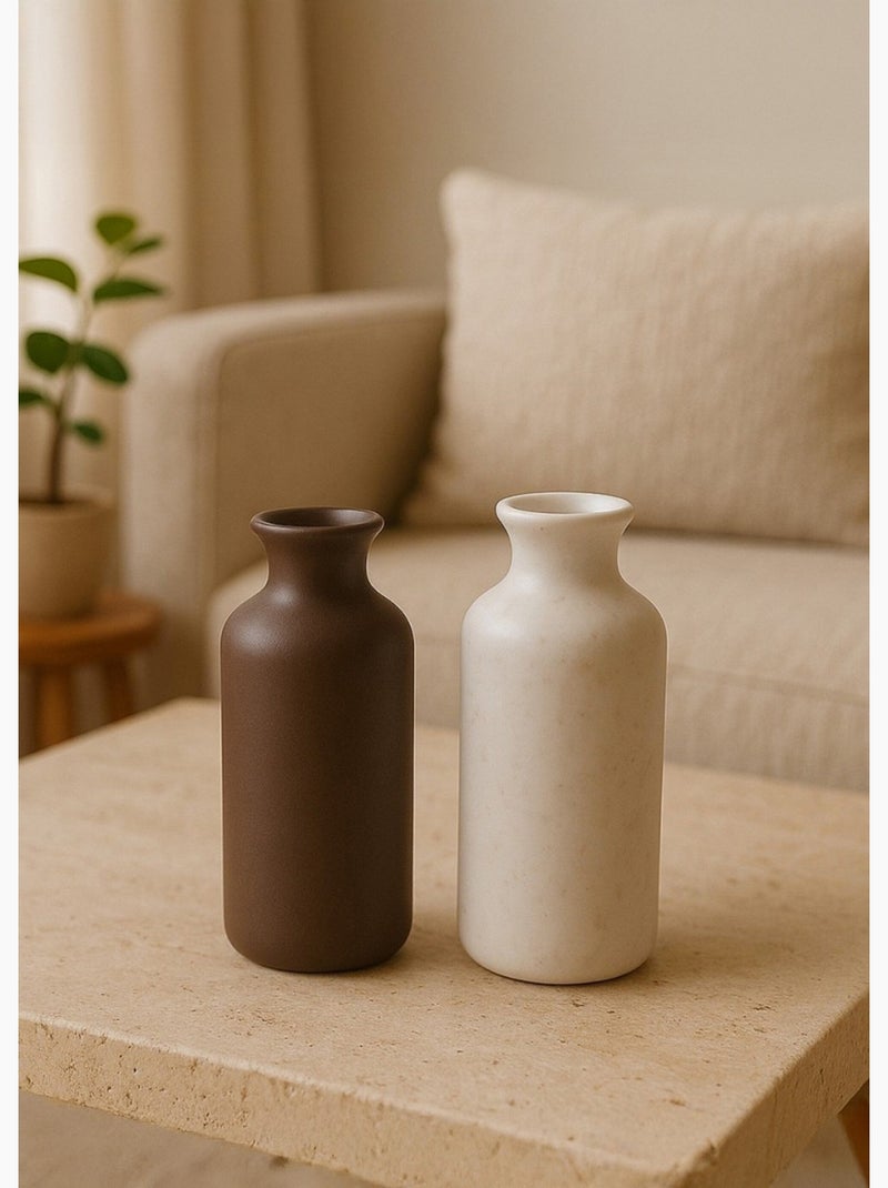 Petit vase céramique design épuré, foncé - AFIBEL Marron - Kiabi