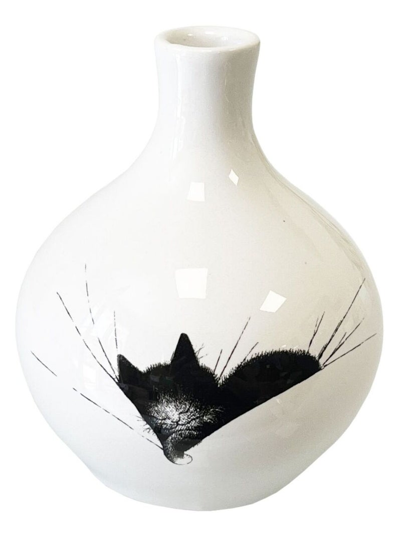 Petit vase en céramique rond Chats par Dubout Blanc - Kiabi