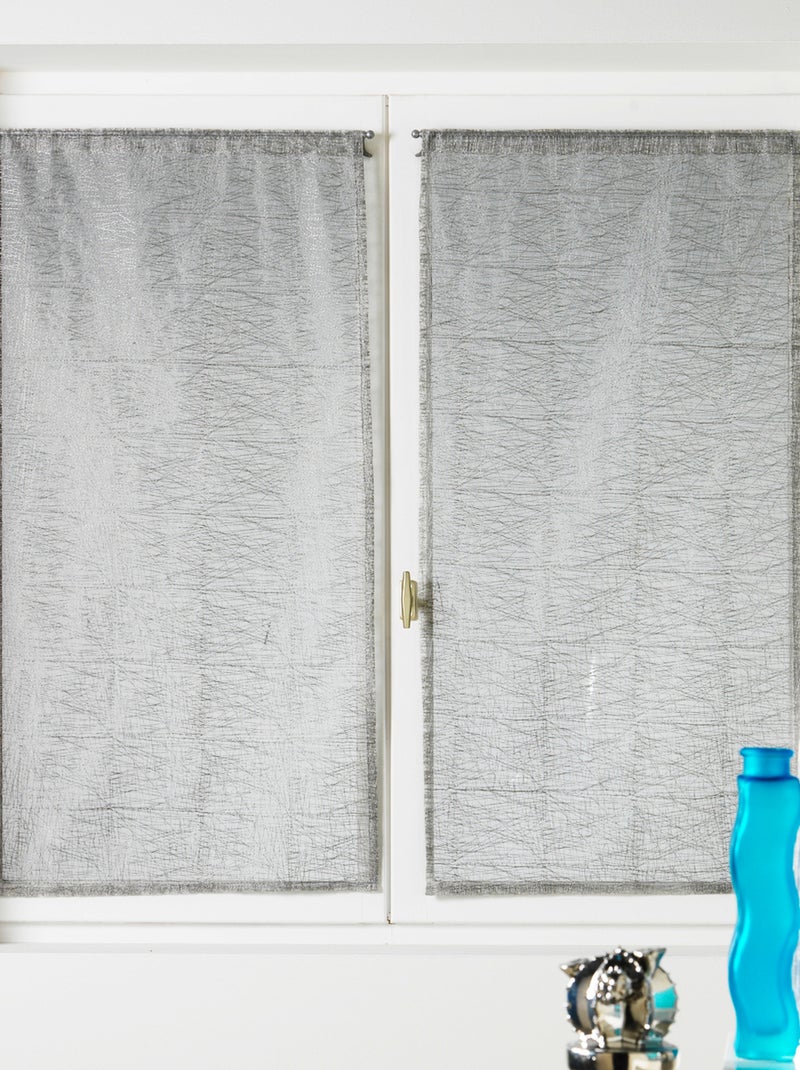 Petit voilage à la paire en Organza Uni Gris clair - Kiabi