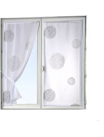 Petit Voilage Blanc Brodé 'Ronds Mêlés'