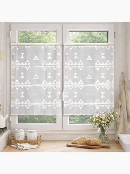 Petit voilage de fenêtre broderie triangle - Kiabi