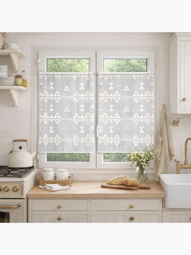 Petit voilage de fenêtre broderie triangle Blanc - Kiabi