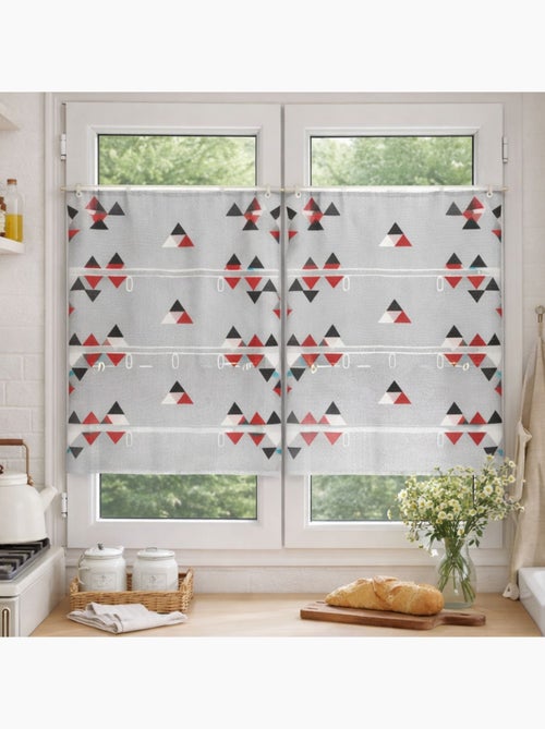 Petit voilage de fenêtre broderie triangle - Kiabi