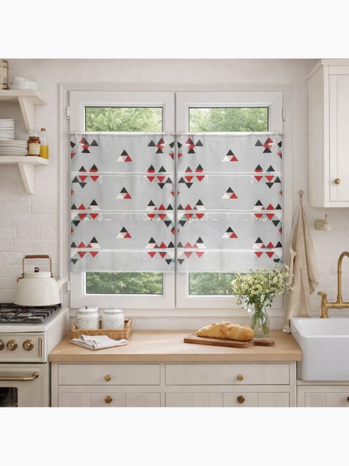 Petit voilage de fenêtre broderie triangle - Kiabi