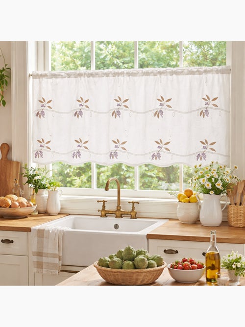 Petit voilage de fenêtre broderies baie - Kiabi