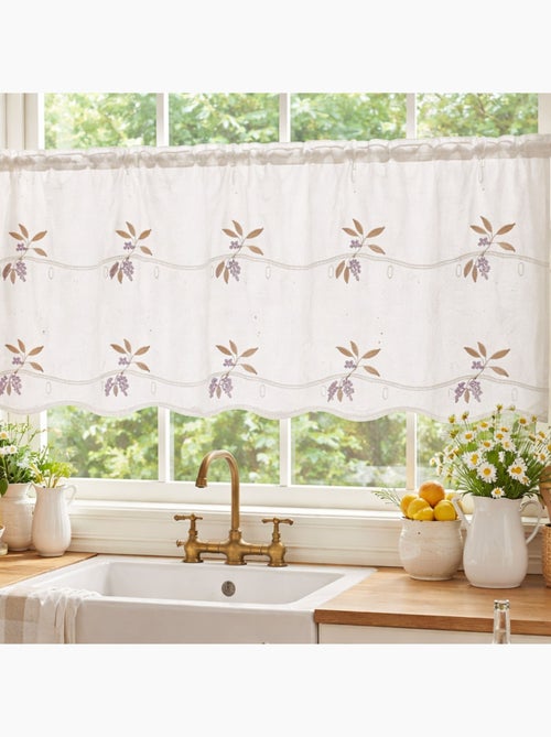 Petit voilage de fenêtre broderies baie - Kiabi