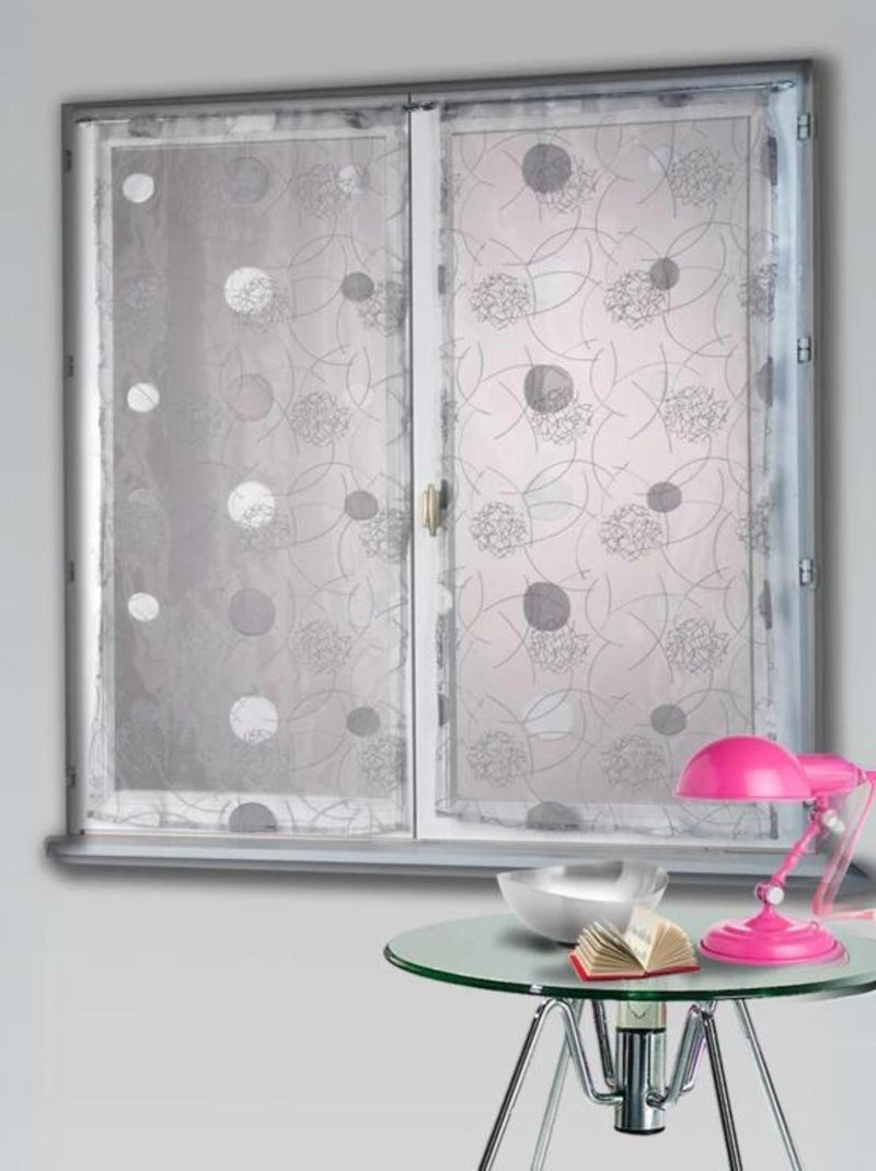 Petit voilage droit en organza brodé de motifs lunaires Gris clair - Kiabi