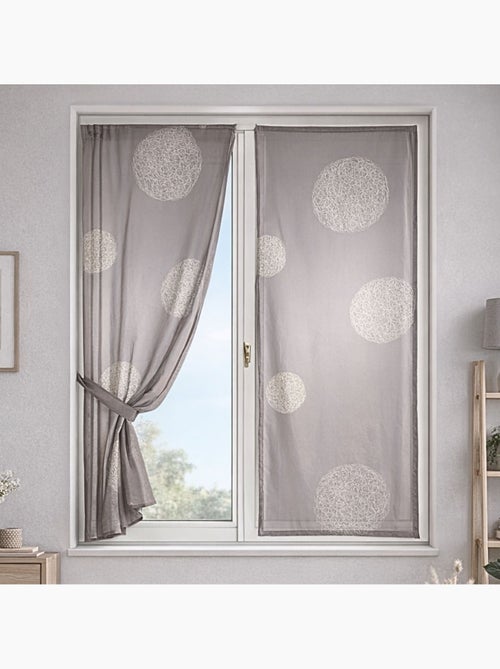 Petit Voilage Taupe Brodé 'Ronds Mêlés' - Kiabi