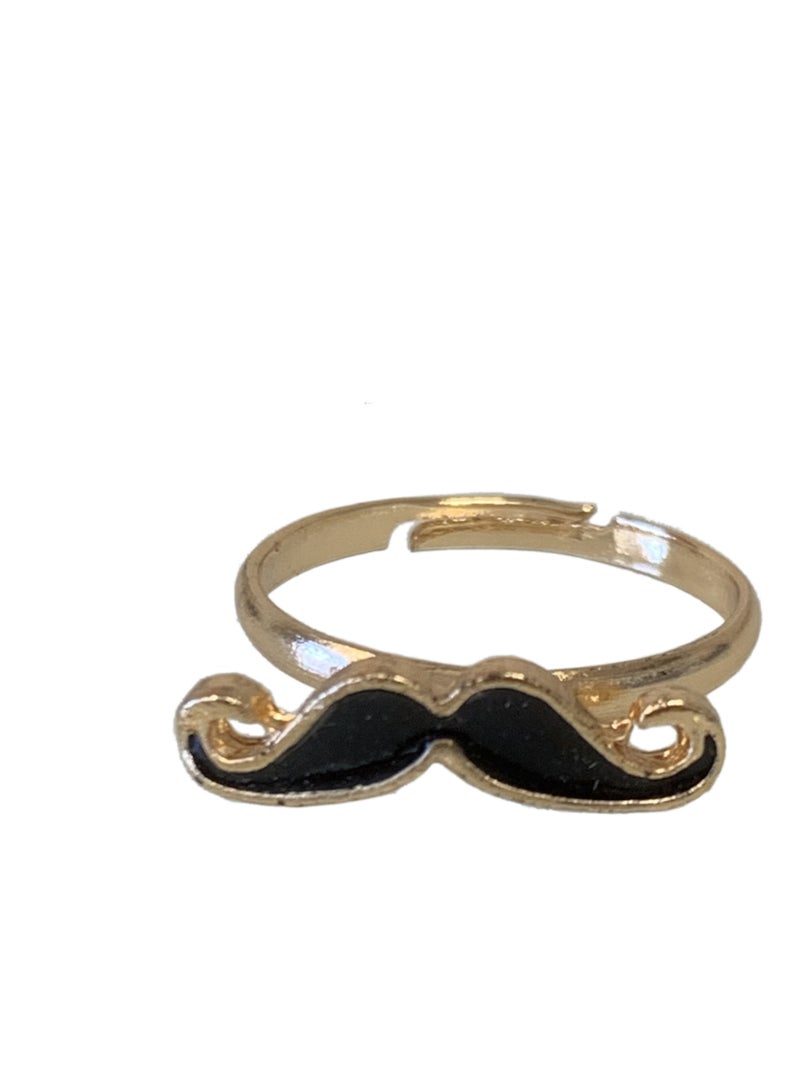 Petite Bague Moustache Noire Noir - Kiabi