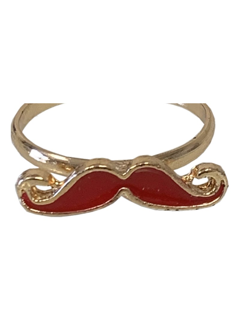 Petite Bague Moustache Rouge Rouge - Kiabi