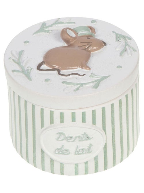 Petite boîte à dents de lait souris - blanc à rayures vertes - Kiabi