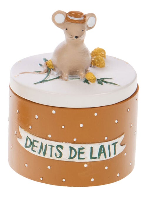 Petite boîte à dents de lait souris et mimosa ocre marron - Kiabi