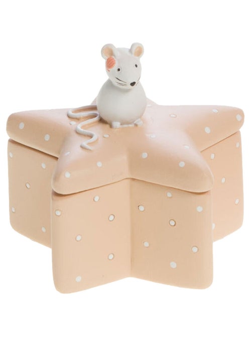 Petite boîte à dents en forme d'étoile beige décorée d'une petite souris - Kiabi