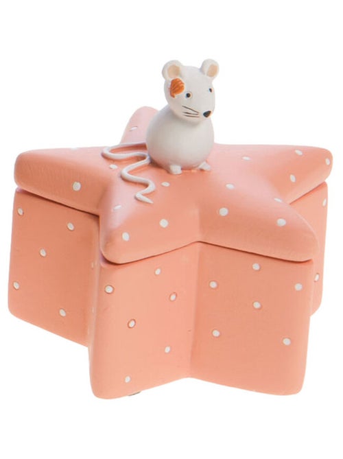Petite boîte à dents en forme d'étoile rose saumon décorée d'une petite souris - Kiabi