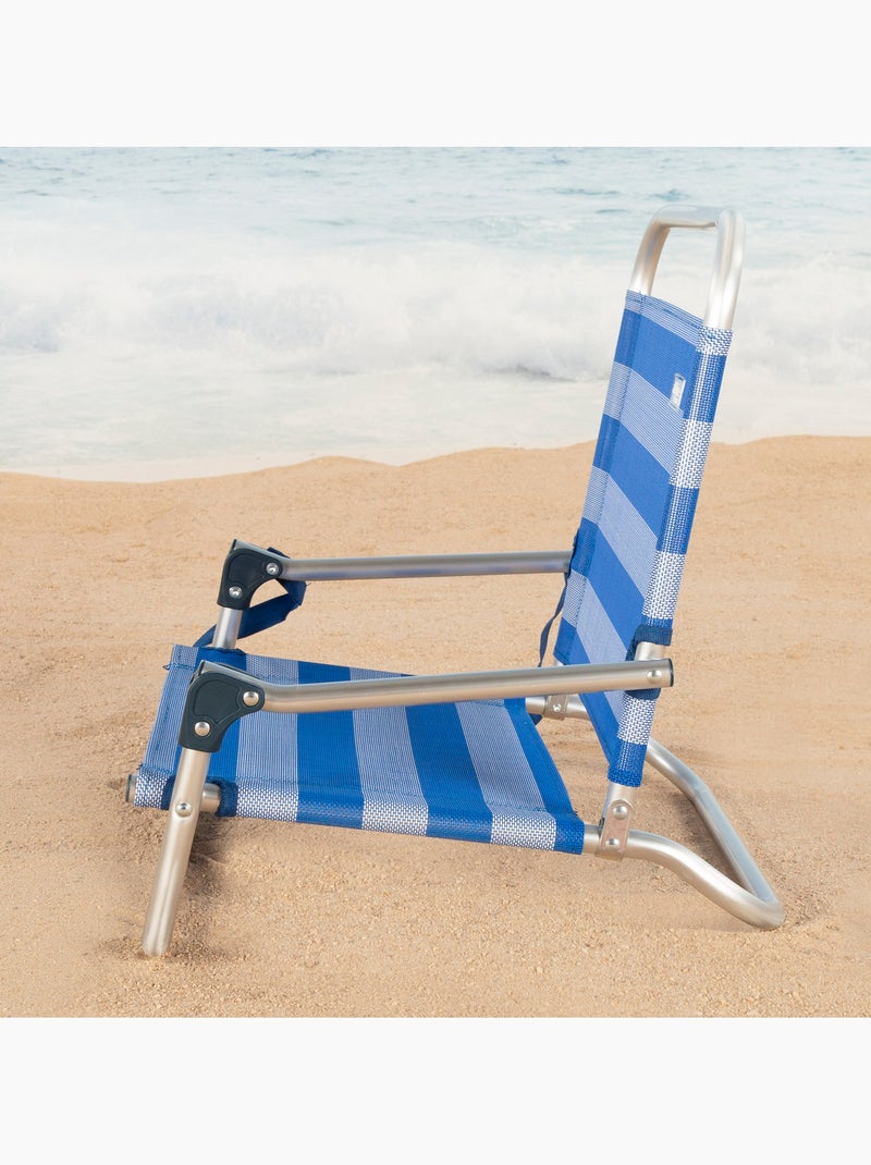 Petite chaise de plage pliante avec harnais d'épaule aktive Bleu Blanc - Kiabi
