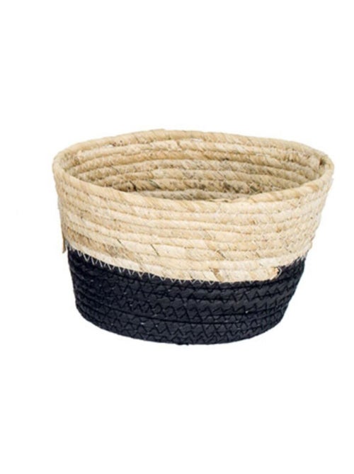 Petite Corbeille en jonc de mer - noir et naturel - Kiabi