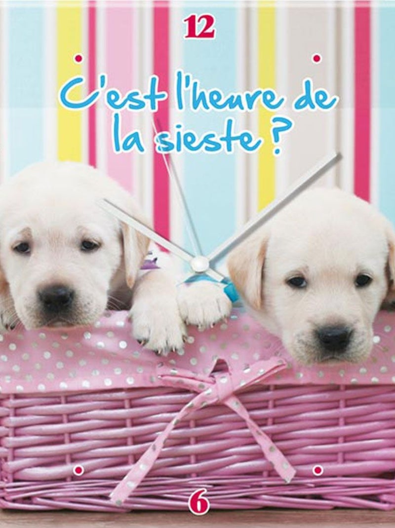 Petite horloge en verre labradors Rose - Kiabi