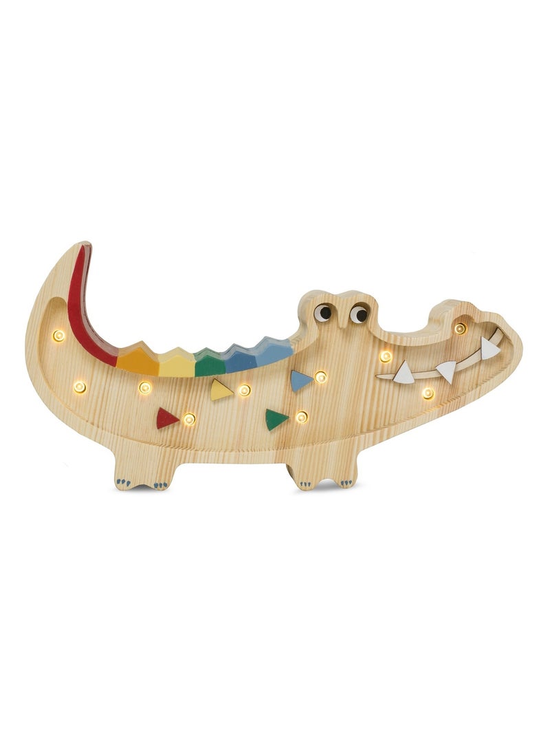 Petite Lampe Veilleuse Crocodile bois Beige - Kiabi