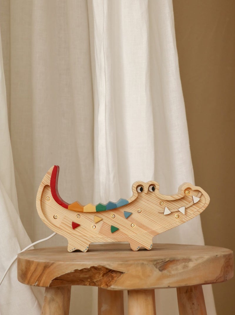 Petite lampe veilleuse crocodile bois Beige - Kiabi