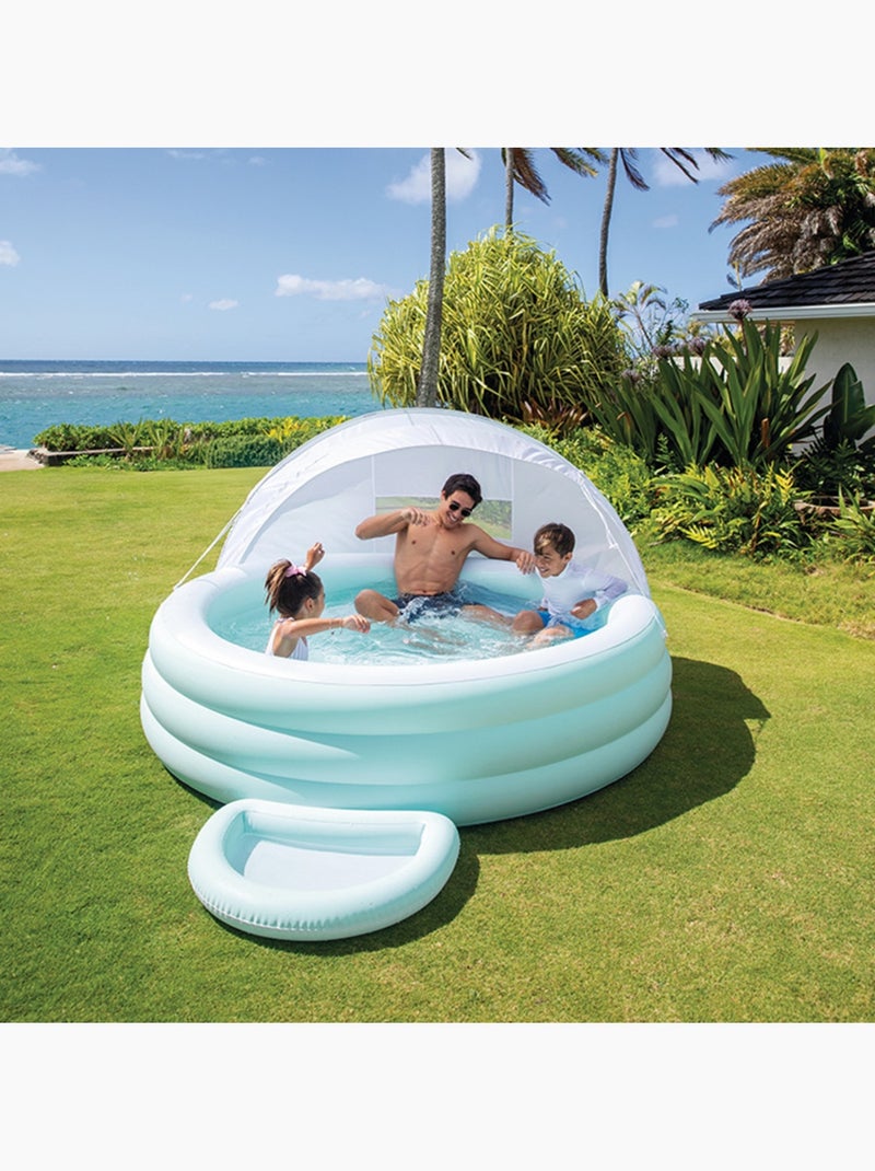 Petite piscine pastelle avec ombrelle Bleu Blanc - Kiabi