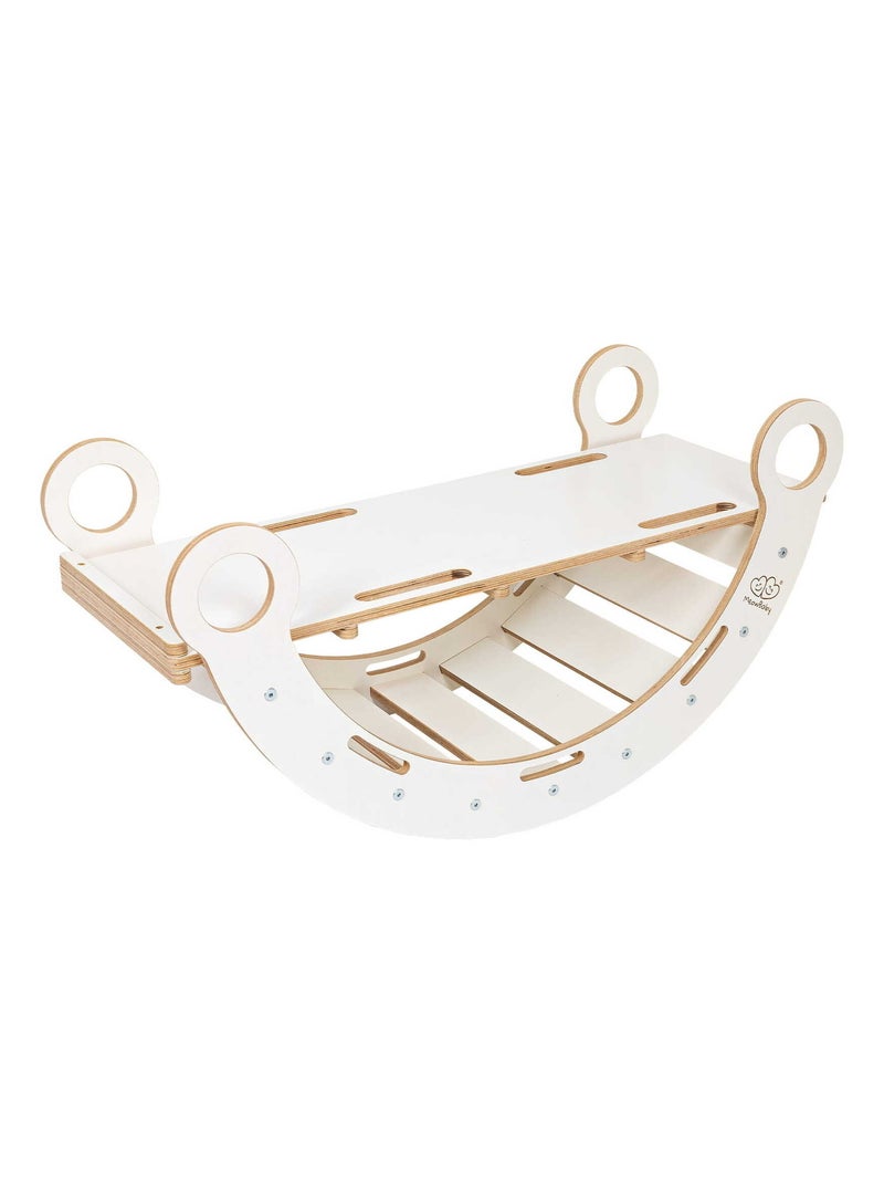 Petite Planche à Bascule pour Enfants Toboggan et échelle avec oreiller Blanc Beige - Kiabi