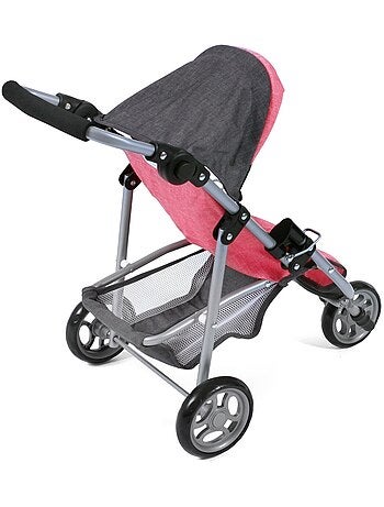 Petite poussette de jogging LOLA pour poupées, anthracite - rose