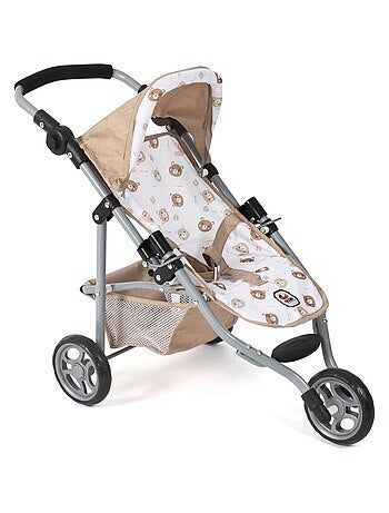 Petite poussette de jogging LOLA pour poupées Beige avec oursons