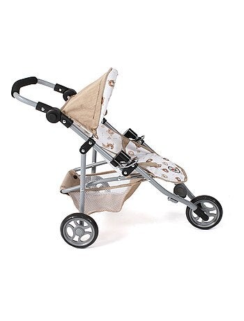 Petite poussette de jogging LOLA pour poupées Beige avec oursons
