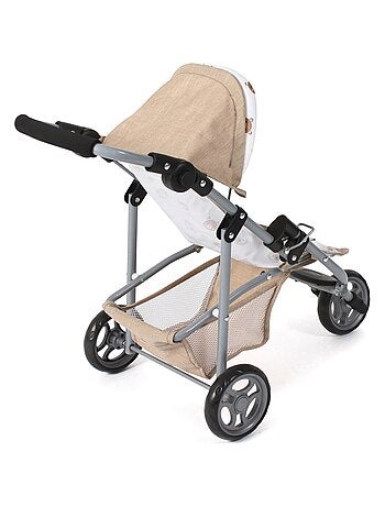 Petite poussette de jogging LOLA pour poupées Beige avec oursons
