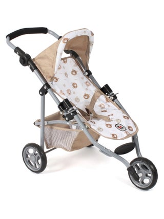 Petite poussette de jogging LOLA pour poupées Beige avec oursons