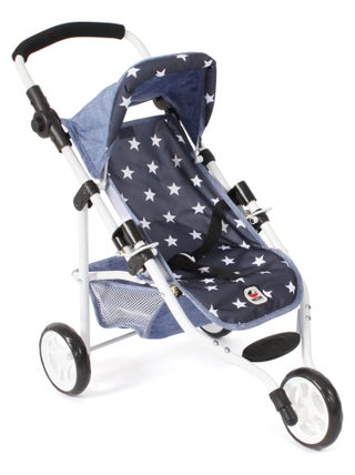 Petite poussette de jogging LOLA pour poupées Bleu marine avec étoiles