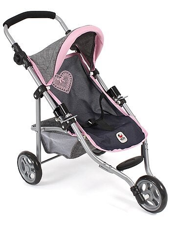 Petite poussette de jogging LOLA pour poupées gris bleu foncé