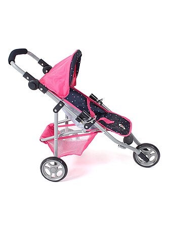Petite poussette de jogging LOLA pour poupées Rose bleu marine avec pois