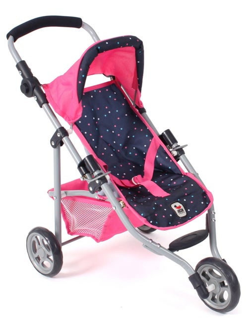 Petite poussette de jogging LOLA pour poupées Rose bleu marine avec pois - Kiabi
