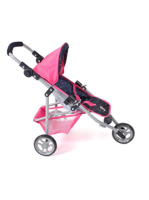 Petite poussette de jogging LOLA pour poupées Rose bleu marine avec pois - Kiabi