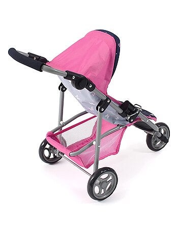 Petite poussette de jogging LOLA Rose et Bleu Papillons pour poupée