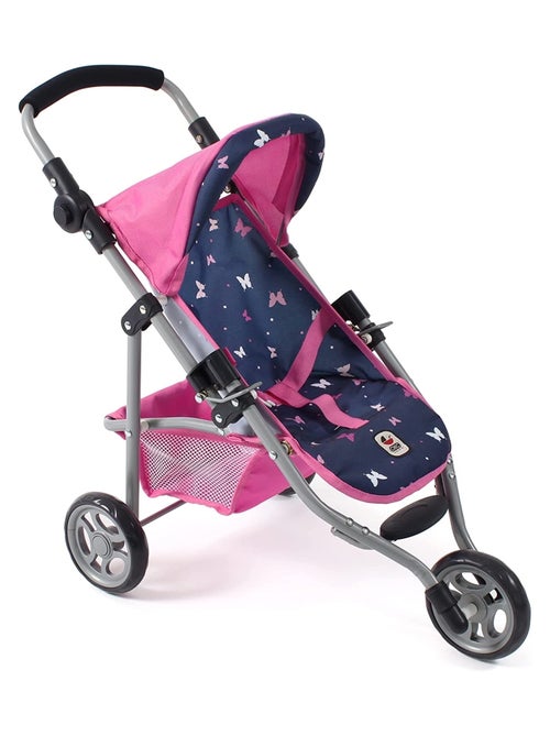 Petite poussette de jogging LOLA Rose et Bleu Papillons pour poupée - Kiabi