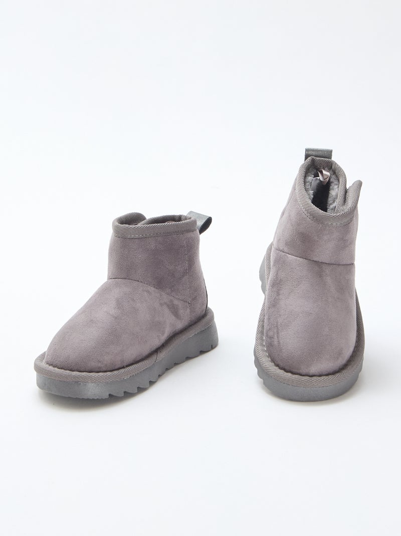 Petites bottes style sudédois en ubuck Gris - Kiabi