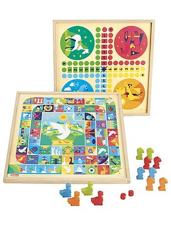 Petits chevaux et Jeu de l'oie - Plateau en bois