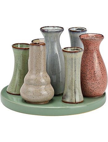 Petits Vases sur un plateau en ceramique
