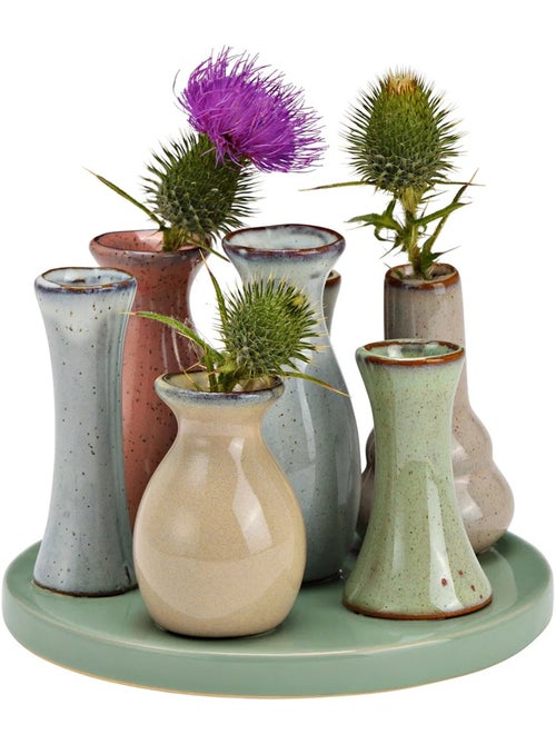 Petits Vases sur un plateau en ceramique - Kiabi