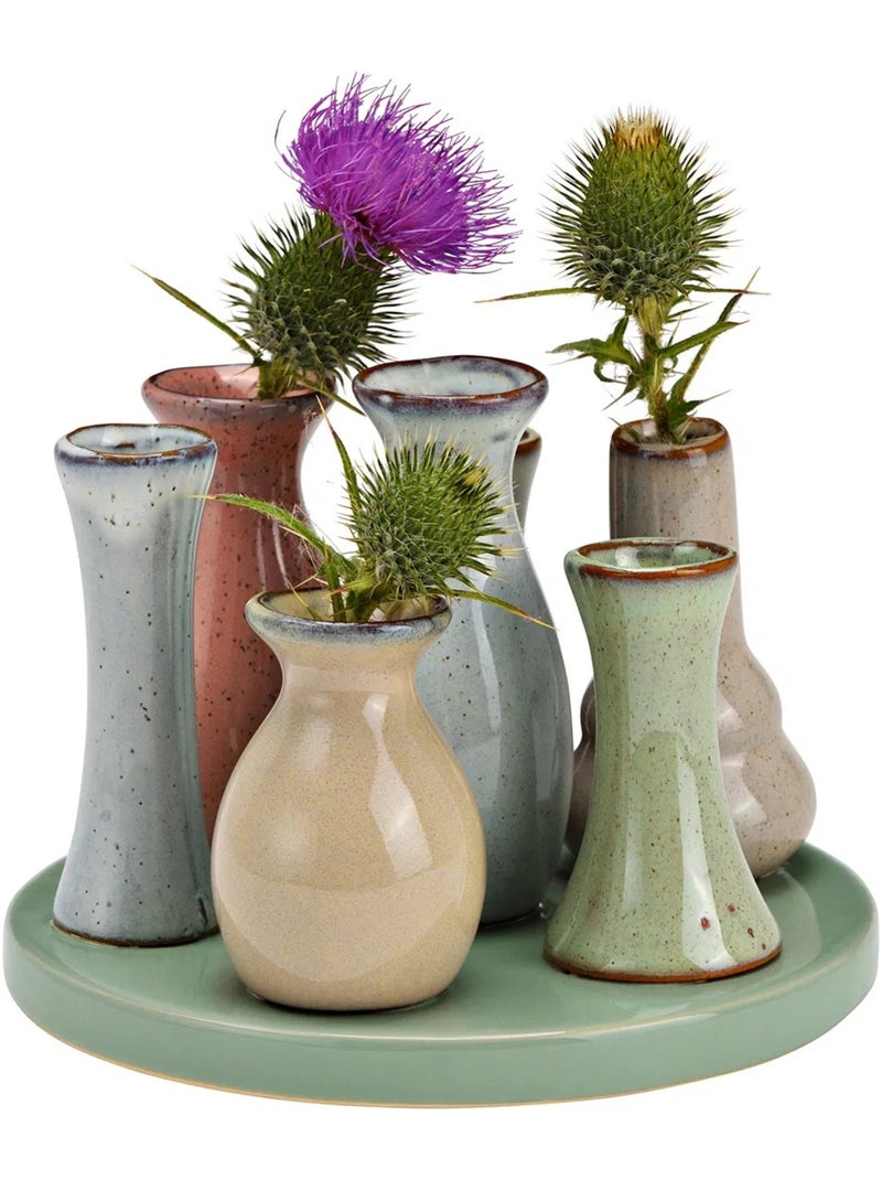 Petits Vases sur un plateau en ceramique Vert - Kiabi