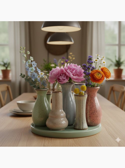 Petits Vases sur un plateau en ceramique - Kiabi