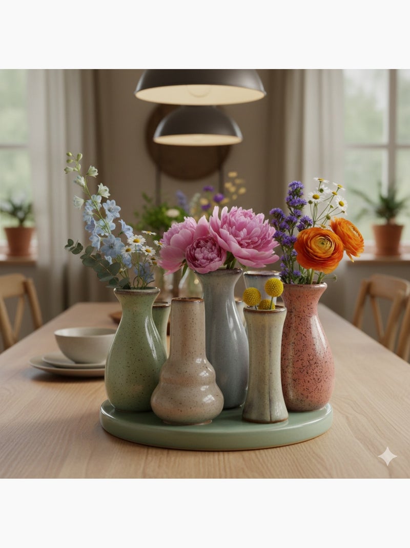 Petits Vases sur un plateau en ceramique Vert - Kiabi