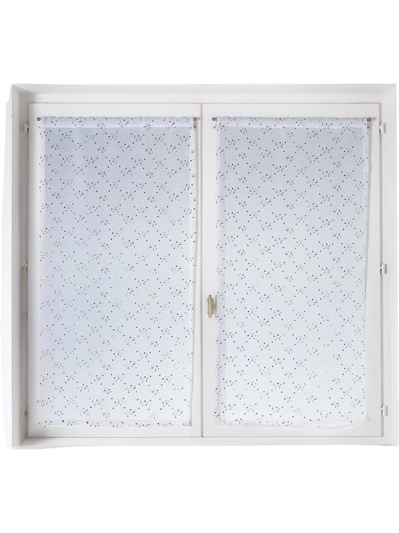 Petits voilages à la Paire en Etamine Motifs Petits Points Blanc - Kiabi