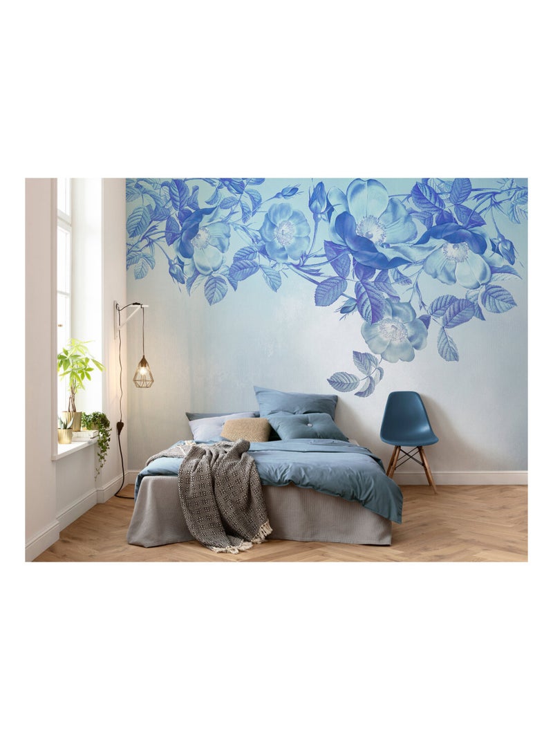 Photo murale - Fleurs Bleues Avec Aura Multicolore - Kiabi