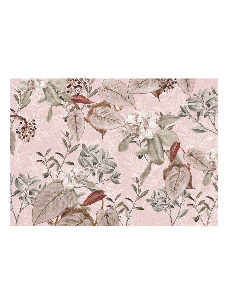 Photo murale - Plante et Fleurs Sur Fond Rose Pale Multicolore - Kiabi